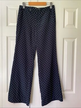 Banana Republic Navy Wide-Leg Polka Dot Pants Size 0